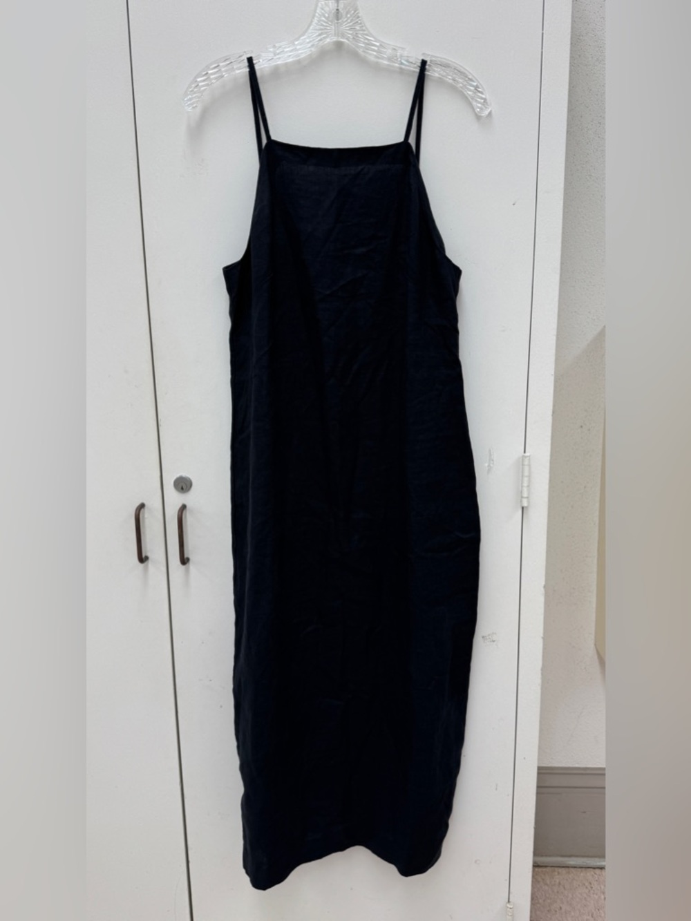 Madewell 100% Linen Women’s Goldie Black Midi Slip Dress Size 8 Classic - Picture 4 of 9